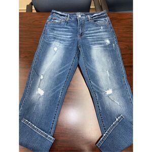 Time & Tru Mid-Rise Darkwash Distressed Denim Jeans Size 12